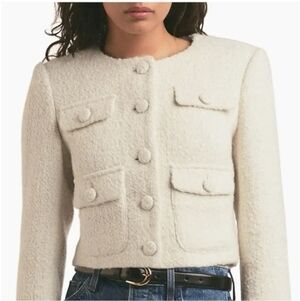 Favorite Daughter "Emily" Cream Boucle Women's Cropped Jacket Size M